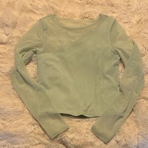 Abercrombie Sheer Long-Sleeve Mint Green Top
